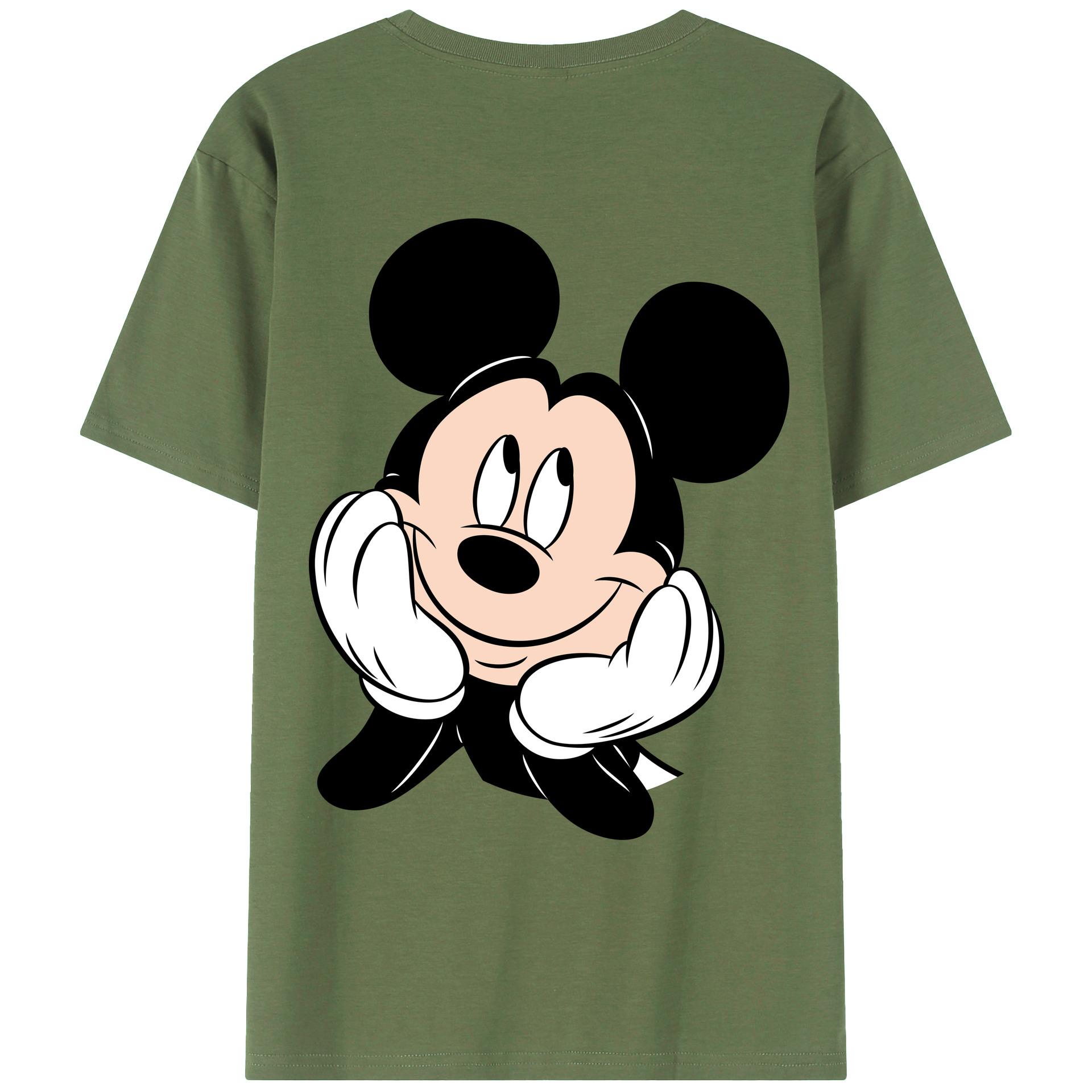 ミッキーマウス Mickey Mouse 綿100％ メンズ半袖Tシャツ（バックプリント） 通気性